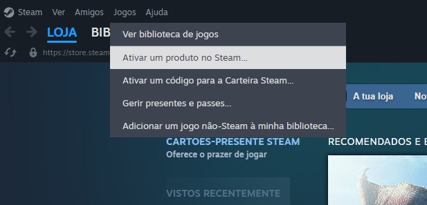 Como resgatar o codigo do cartao presente do Steam