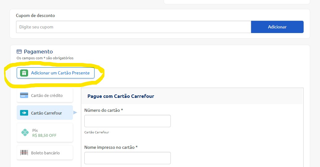 como resgatar o cartão vale presente carrefour